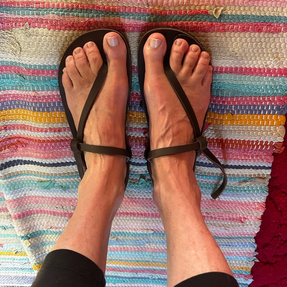 LUNA ROOTED leather footbed sandals barefoot minimalist sz ladies 8 brown strap